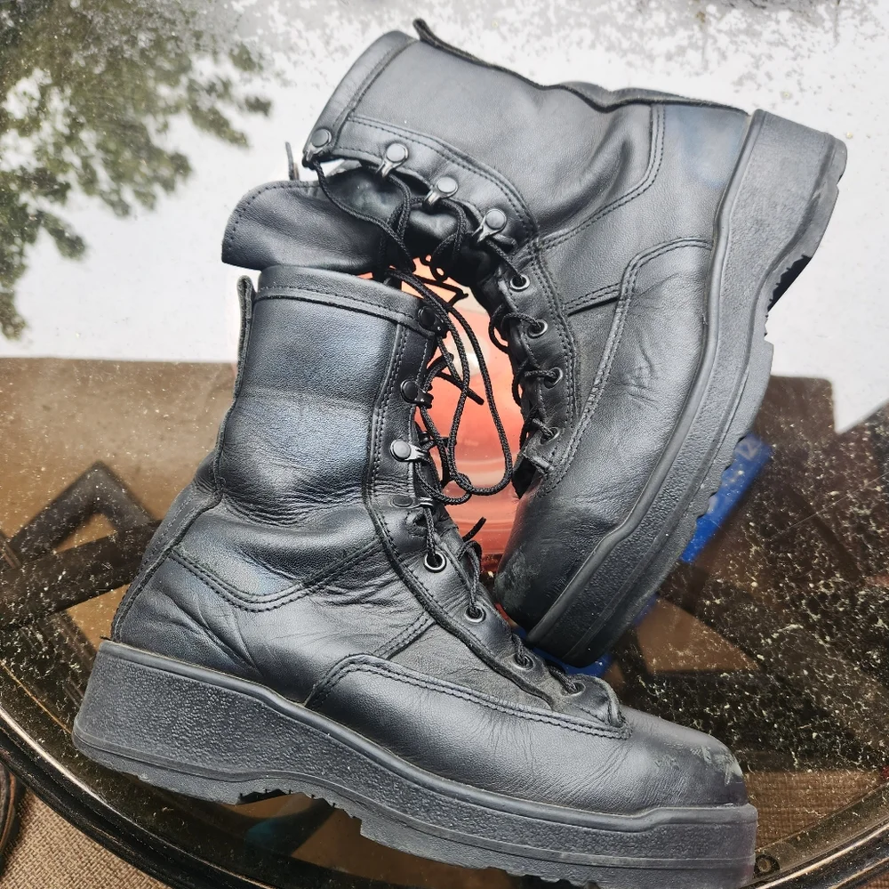 US NAVY Black Leather Flight Deck Boots - Rocky 795B size 6W